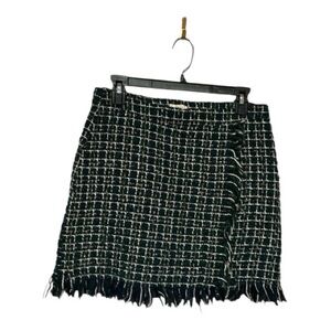Le Lis Black and Green Tweed Mini Skirt